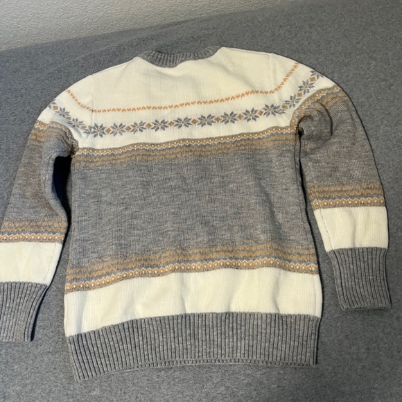 Fair Isle Ivory Gray Sweater Womens Large Academia Preppy Winter - Picture 8 of 10